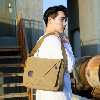 Vīriešu plecu soma – kanva, pilsētas stils, vienkrāsains raksts, biznesa ceļojumiem