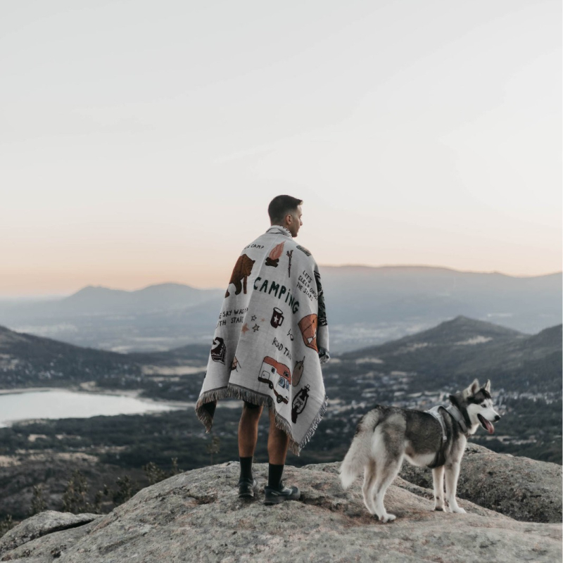 Kepės pledas kempingui, medvilnė, 800–999 g, vientisas raštas, pavasaris ir ruduo