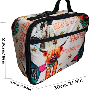 Θερμομονωτική τσάντα γεύματος για μαθητές, πολυεστέρας, ρετρό στιλ αντίκα, φορητή, συμβατή με παγοκύστη