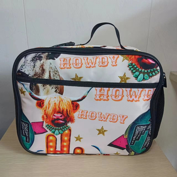 Θερμομονωτική τσάντα γεύματος για μαθητές, πολυεστέρας, ρετρό στιλ αντίκα, φορητή, συμβατή με παγοκύστη