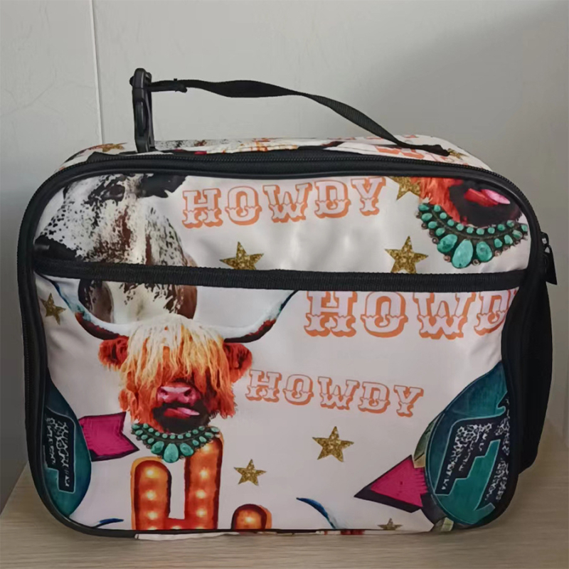 Θερμομονωτική τσάντα γεύματος για μαθητές, πολυεστέρας, ρετρό στιλ αντίκα, φορητή, συμβατή με παγοκύστη