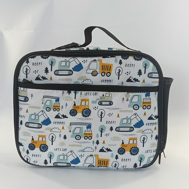 Θερμομονωτική τσάντα γεύματος για μαθητές, πολυεστέρας, ρετρό στιλ αντίκα, φορητή, συμβατή με παγοκύστη