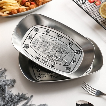 Къмпинг плодова чиния, преносима чиния от цинкова ламарина, ултралека метална чиния за пикник и барбекю, многофункционална