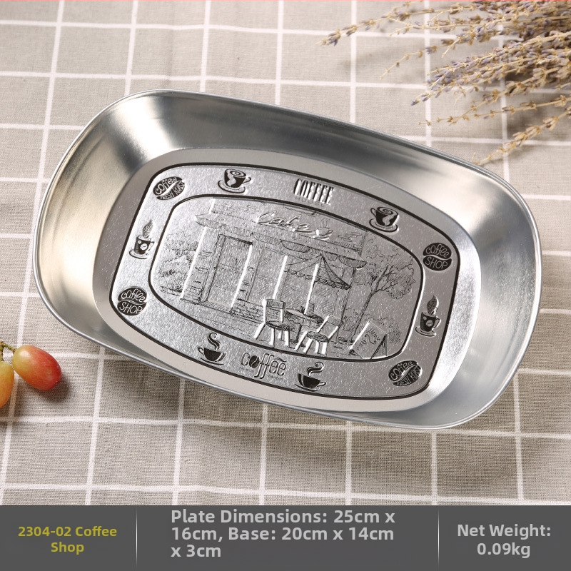 Къмпинг плодова чиния, преносима чиния от цинкова ламарина, ултралека метална чиния за пикник и барбекю, многофункционална