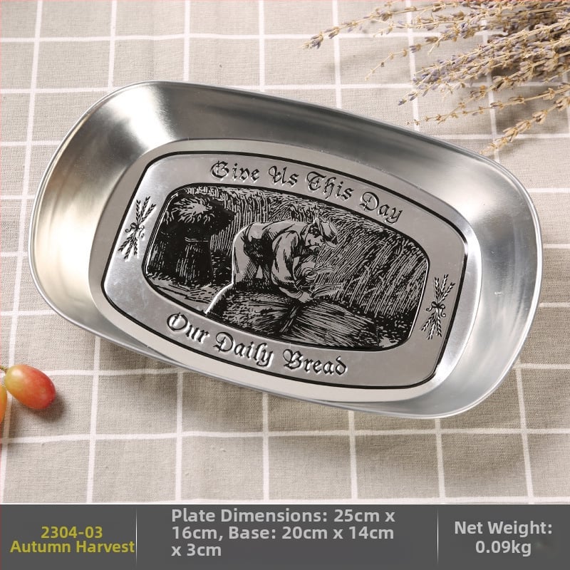 Къмпинг плодова чиния, преносима чиния от цинкова ламарина, ултралека метална чиния за пикник и барбекю, многофункционална