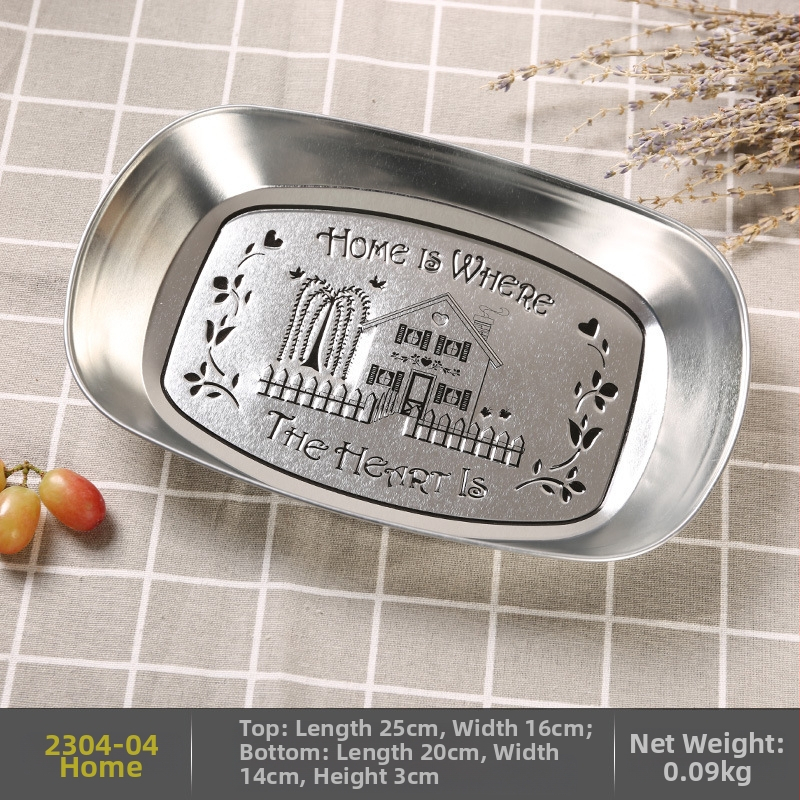 Къмпинг плодова чиния, преносима чиния от цинкова ламарина, ултралека метална чиния за пикник и барбекю, многофункционална