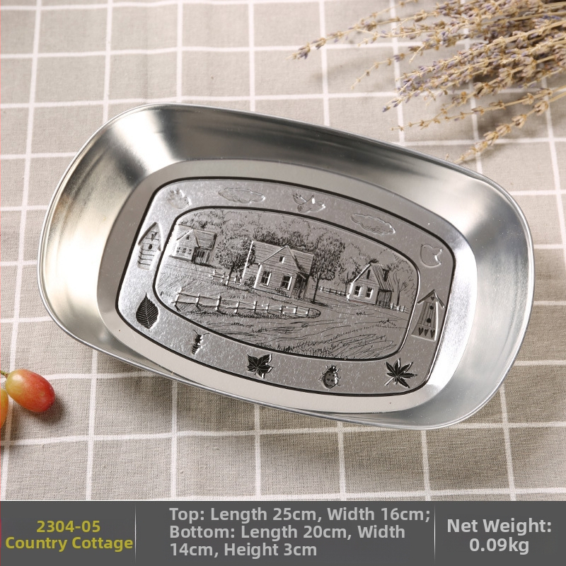 Къмпинг плодова чиния, преносима чиния от цинкова ламарина, ултралека метална чиния за пикник и барбекю, многофункционална