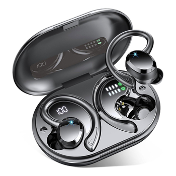 Q38 Bluetooth слушалки с висящ дизайн, Bluetooth 5.3, IPX5 водоустойчиви, дигитален дисплей, 4–8 ч живот на батерията, 3D звук