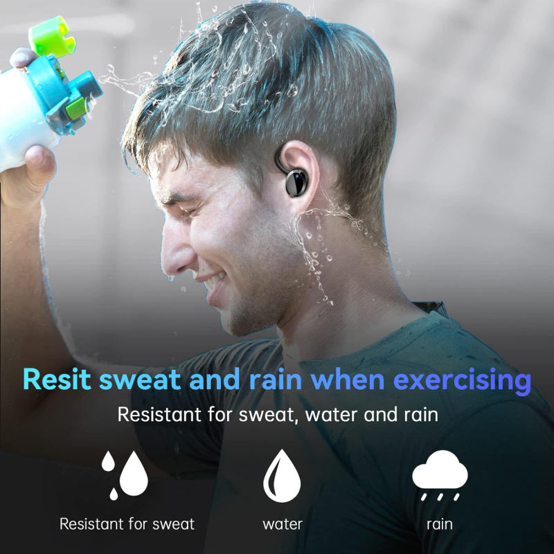 Q38 Bluetooth слушалки с висящ дизайн, Bluetooth 5.3, IPX5 водоустойчиви, дигитален дисплей, 4–8 ч живот на батерията, 3D звук