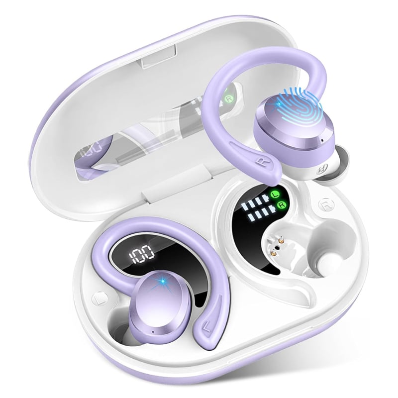 Q38 Bluetooth слушалки с висящ дизайн, Bluetooth 5.3, IPX5 водоустойчиви, дигитален дисплей, 4–8 ч живот на батерията, 3D звук