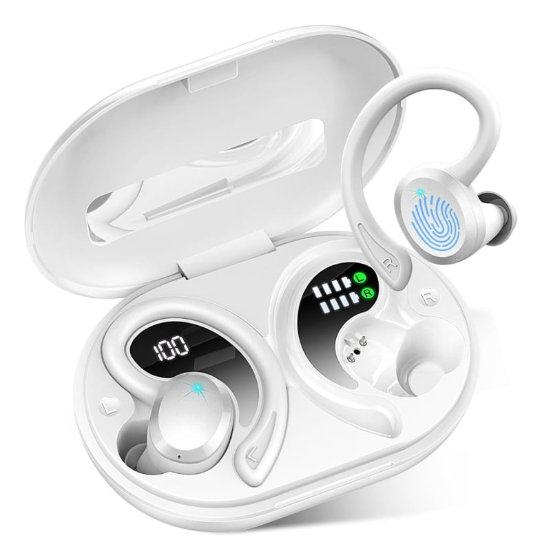 Q38 Bluetooth слушалки с висящ дизайн, Bluetooth 5.3, IPX5 водоустойчиви, дигитален дисплей, 4–8 ч живот на батерията, 3D звук