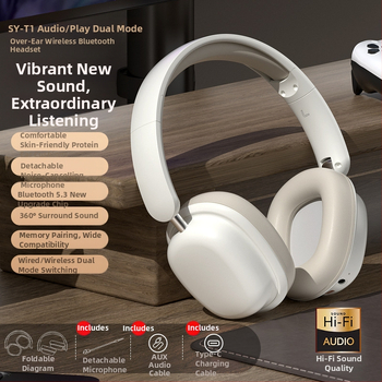 T1 безжични слушалки за глава, Bluetooth 5.3, обхват 10 м, живот на батерията 8+ ч., стерео звук