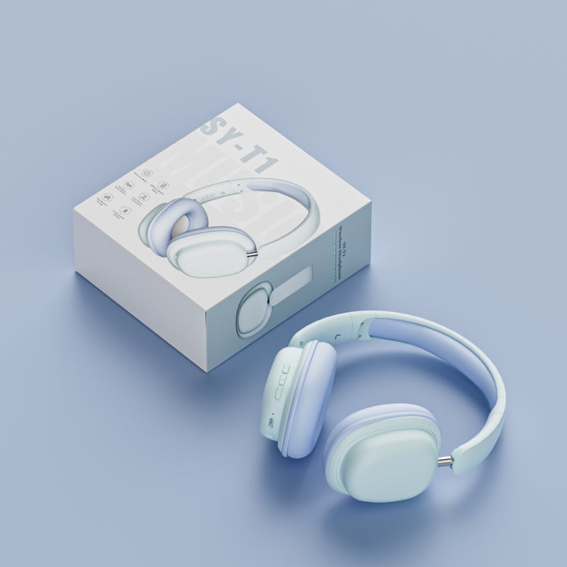 T1 безжични слушалки за глава, Bluetooth 5.3, обхват 10 м, живот на батерията 8+ ч., стерео звук