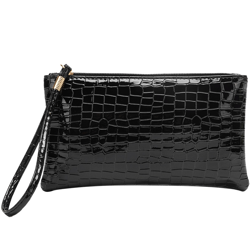 Női PU bőr pénztárca-clutch geometriai mintával, poliészter béléssel, telefonzsebbel, tárolási funkcióval