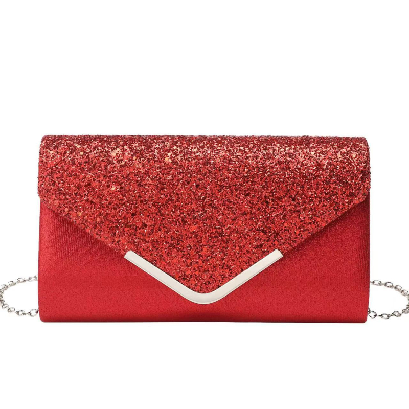 PU вечерна клъч чанта с капак, хоризонтална квадратна форма, синтетична подплата, ID джоб