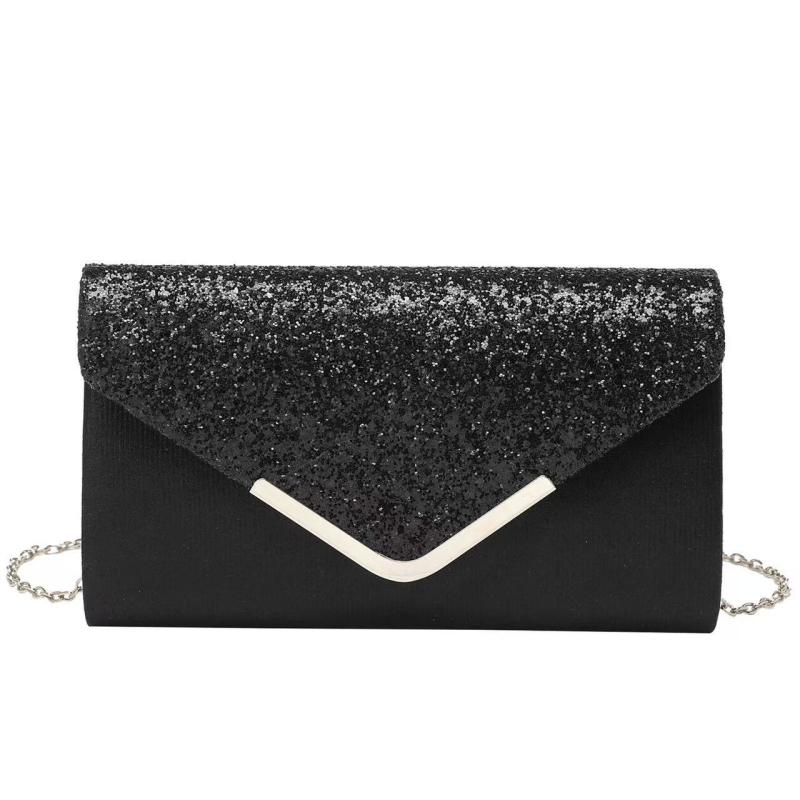 PU вечерна клъч чанта с капак, хоризонтална квадратна форма, синтетична подплата, ID джоб