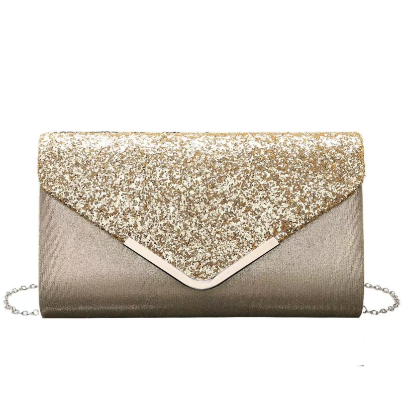 PU вечерна клъч чанта с капак, хоризонтална квадратна форма, синтетична подплата, ID джоб