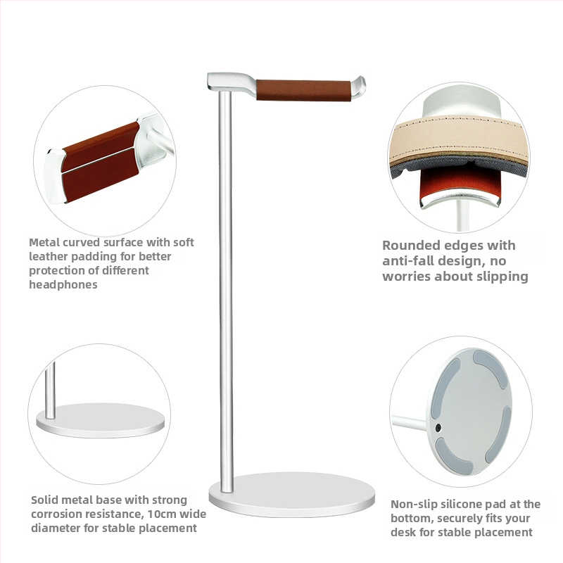 Алуминиев държач за слушалки за настолен компютър — универсална стойка за слушалки и метален рафт за съхранение