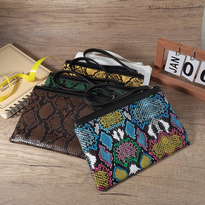 Ženska torbica za zapešće sa zatvaračem – PU koža, životinjski uzorak, podstava od najlona, gradski jednostavan stil, proljeće 2024