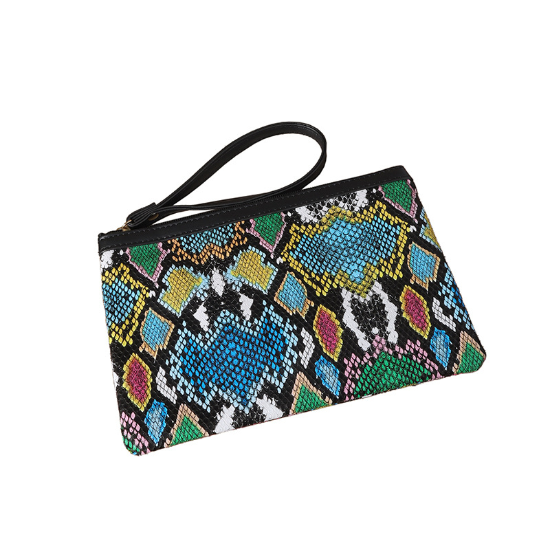 Ženska torbica za zapešće sa zatvaračem – PU koža, životinjski uzorak, podstava od najlona, gradski jednostavan stil, proljeće 2024