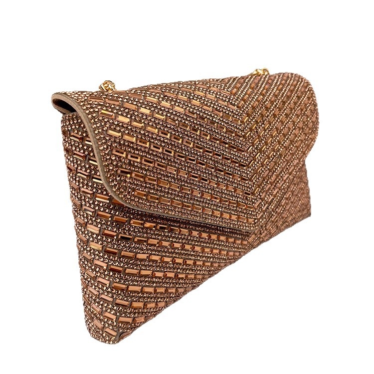 Jue xi PU ланцова вечерна чанта с капак, презрамка през рамо, хоризонтална квадратна форма, магнитно закопчаване, пролет 2025 колекция