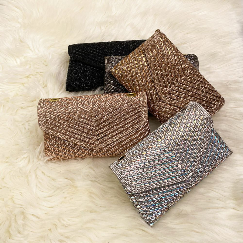 Jue xi PU ланцова вечерна чанта с капак, презрамка през рамо, хоризонтална квадратна форма, магнитно закопчаване, пролет 2025 колекция