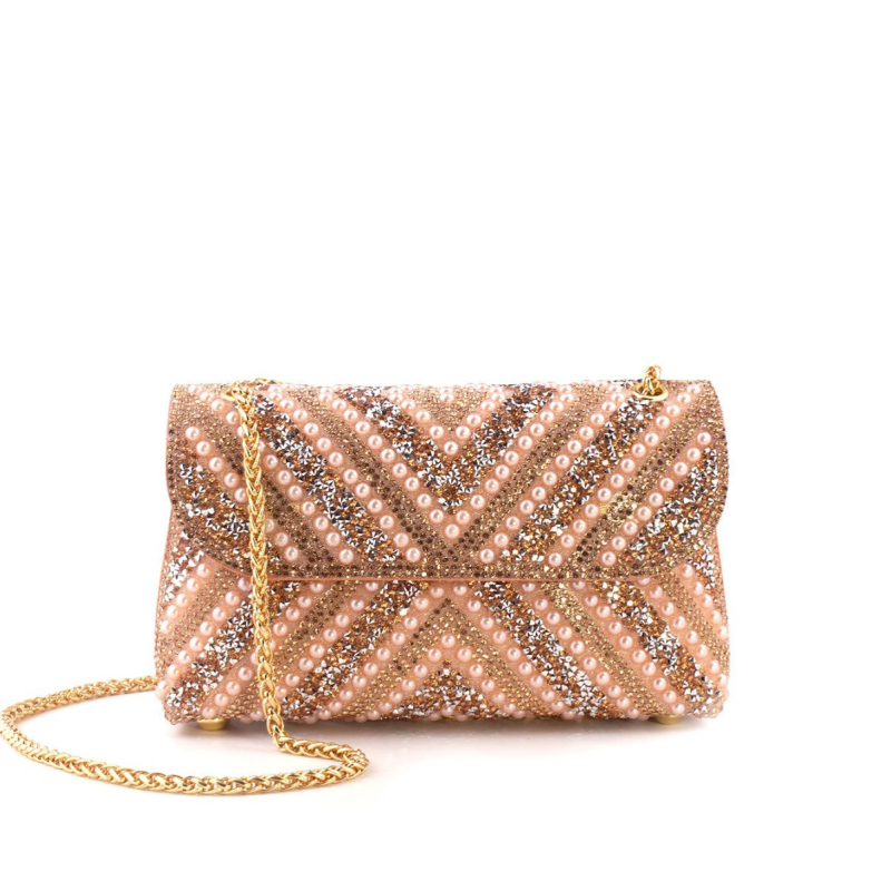 Вечерна клатч чанта с кристали и синджир, PU материал, малък квадратен формат, джоб за телефон, полиестерна подплата, капак за затваряне, сезон: зима 2023