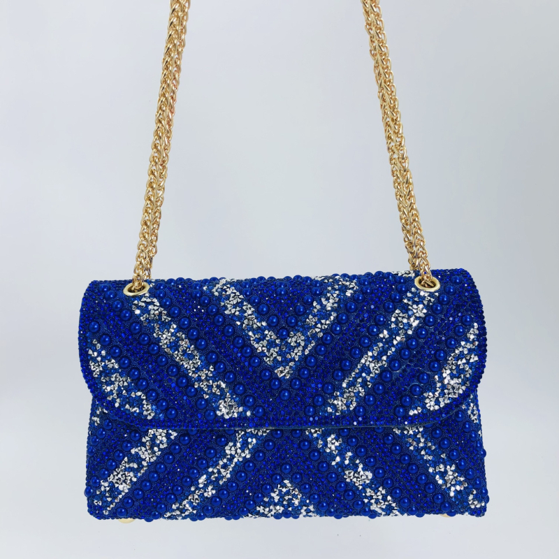 Вечерна клатч чанта с кристали и синджир, PU материал, малък квадратен формат, джоб за телефон, полиестерна подплата, капак за затваряне, сезон: зима 2023