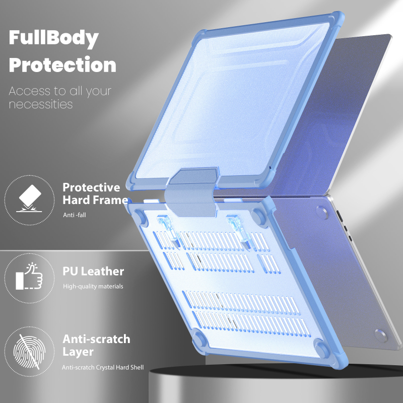 TPU apsauginis gaubtelis su aušinimo stovelė MacBook Pro/Air, matinė apdaila