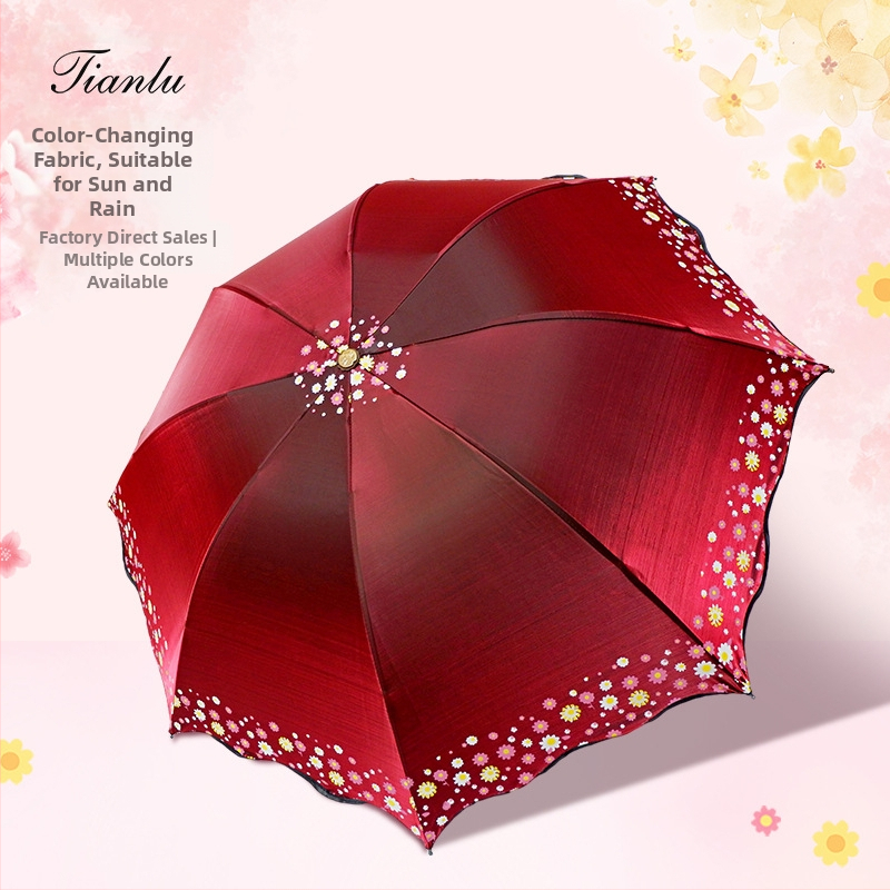 Kolme dalies skėtis su satino 190T audiniu, plieno šonkauliai ir vamzdelis, plastikinė rankena, UV apsauga UPF > 50