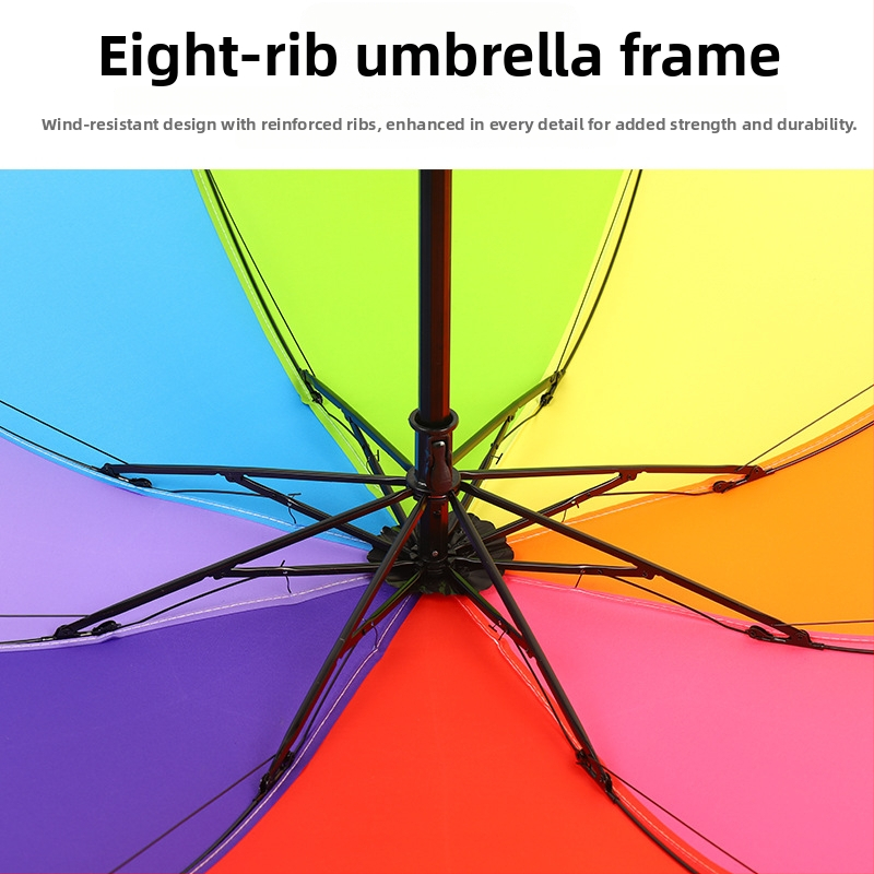 Suaugusiųjų rankinis trijų dalių sulankstomas skėtis — 8 rėmai, geležies rėmas, plastikinė rankenėlė, 190T audinys, logotipo spauda įmanoma