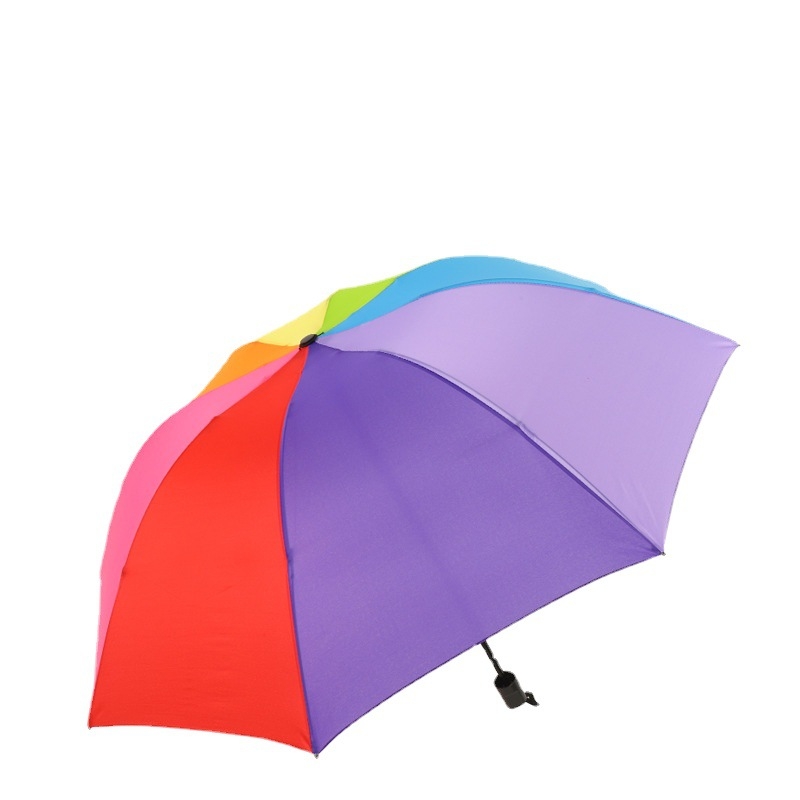 Suaugusiųjų rankinis trijų dalių sulankstomas skėtis — 8 rėmai, geležies rėmas, plastikinė rankenėlė, 190T audinys, logotipo spauda įmanoma