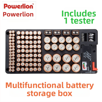 Кутия за съхранение на батерии с капак, 116 отделения, за батерийни клетки No.1, No.2, No.5, No.7 и 9V