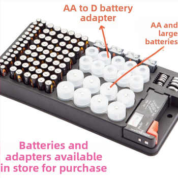 Кутия за съхранение на батерии с капак, 116 отделения, за батерийни клетки No.1, No.2, No.5, No.7 и 9V