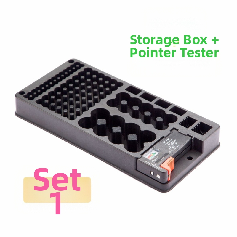 Кутия за съхранение на батерии с капак, 116 отделения, за батерийни клетки No.1, No.2, No.5, No.7 и 9V