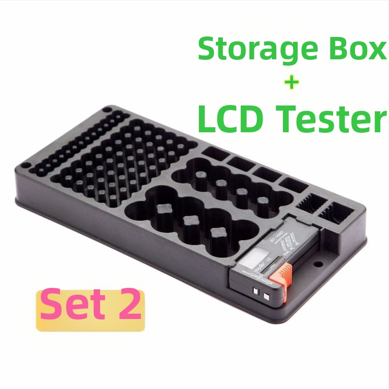 Кутия за съхранение на батерии с капак, 116 отделения, за батерийни клетки No.1, No.2, No.5, No.7 и 9V