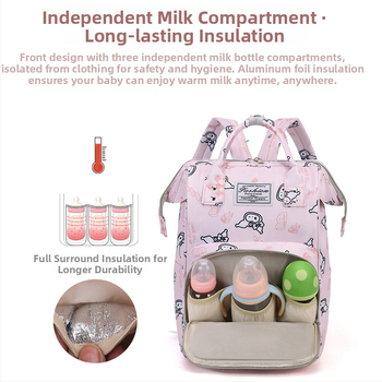 Τσαντα μαμάς και μωρού με μόνωση, μεγάλη χωρητικότητα, Oxford ύφασμα, εκτύπωση καρτούν, καμπύλη ιμάντας ώμου