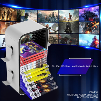 Στήριγμα δίσκων Xbox και PS5, πλαίσιο αποθήκευσης από μπαμπού, μοντέλο KP06, συμπαγές ράφι δίσκων, βάρος 1059 g