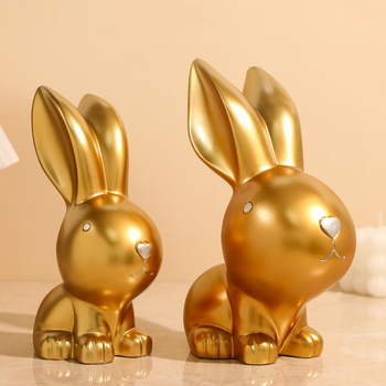 Ζεύγος διακοσμητικών λαγουδάκιων από ρητίνη, Baishun Craft – μοντέρνο μινιμαλιστικό διακοσμητικό για το σπίτι