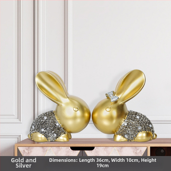 Ζεύγος διακοσμητικών λαγουδάκιων από ρητίνη, Baishun Craft – μοντέρνο μινιμαλιστικό διακοσμητικό για το σπίτι