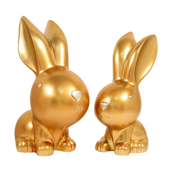 Ζεύγος διακοσμητικών λαγουδάκιων από ρητίνη, Baishun Craft – μοντέρνο μινιμαλιστικό διακοσμητικό για το σπίτι