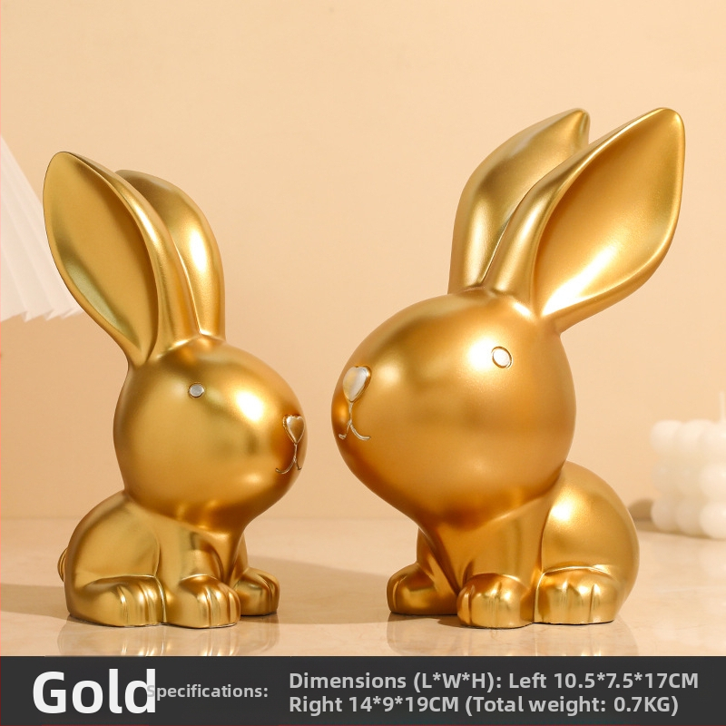 Ζεύγος διακοσμητικών λαγουδάκιων από ρητίνη, Baishun Craft – μοντέρνο μινιμαλιστικό διακοσμητικό για το σπίτι