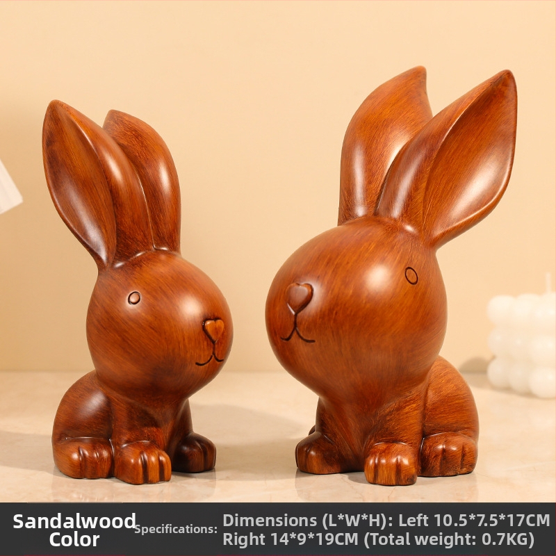 Ζεύγος διακοσμητικών λαγουδάκιων από ρητίνη, Baishun Craft – μοντέρνο μινιμαλιστικό διακοσμητικό για το σπίτι