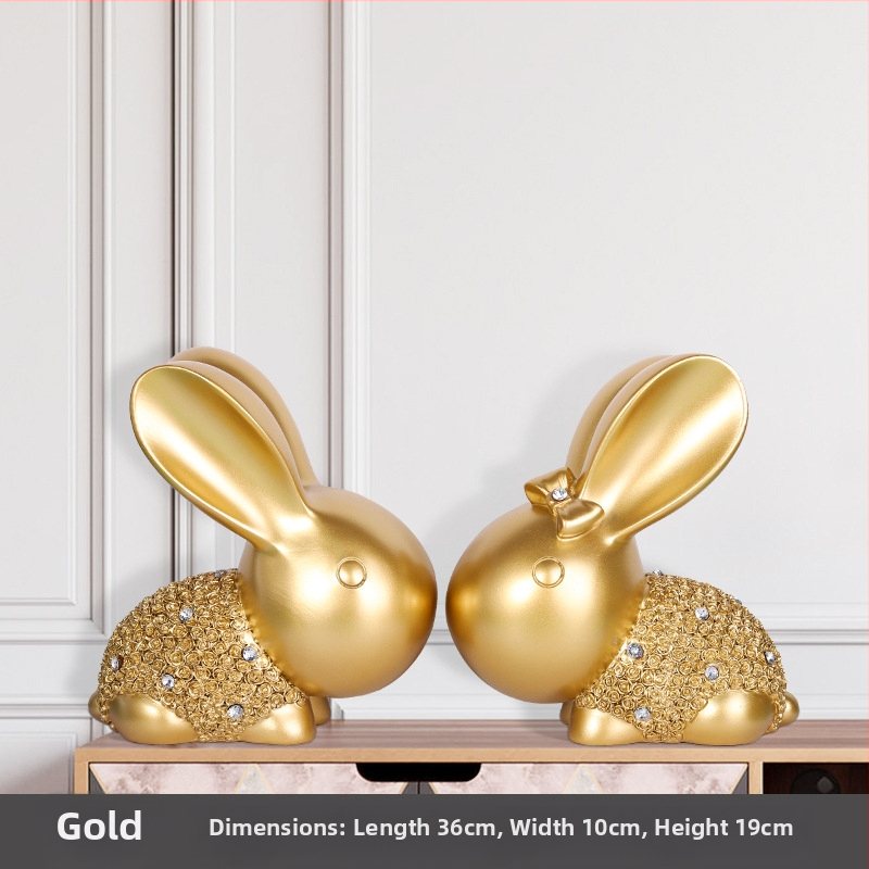 Ζεύγος διακοσμητικών λαγουδάκιων από ρητίνη, Baishun Craft – μοντέρνο μινιμαλιστικό διακοσμητικό για το σπίτι