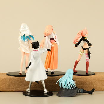 Пет PVC слайм фигури, модели, с аниме изображения, опаковани в торбичка, без сглобяване, подходящи за възраст 7–14 години