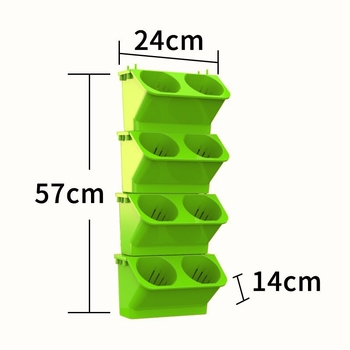 Τετράδα γλαστρών τοίχου από ρητίνη με αυτοποτισμό, κάθετης πρασινάδας, διάμετρο βάσης 78 mm