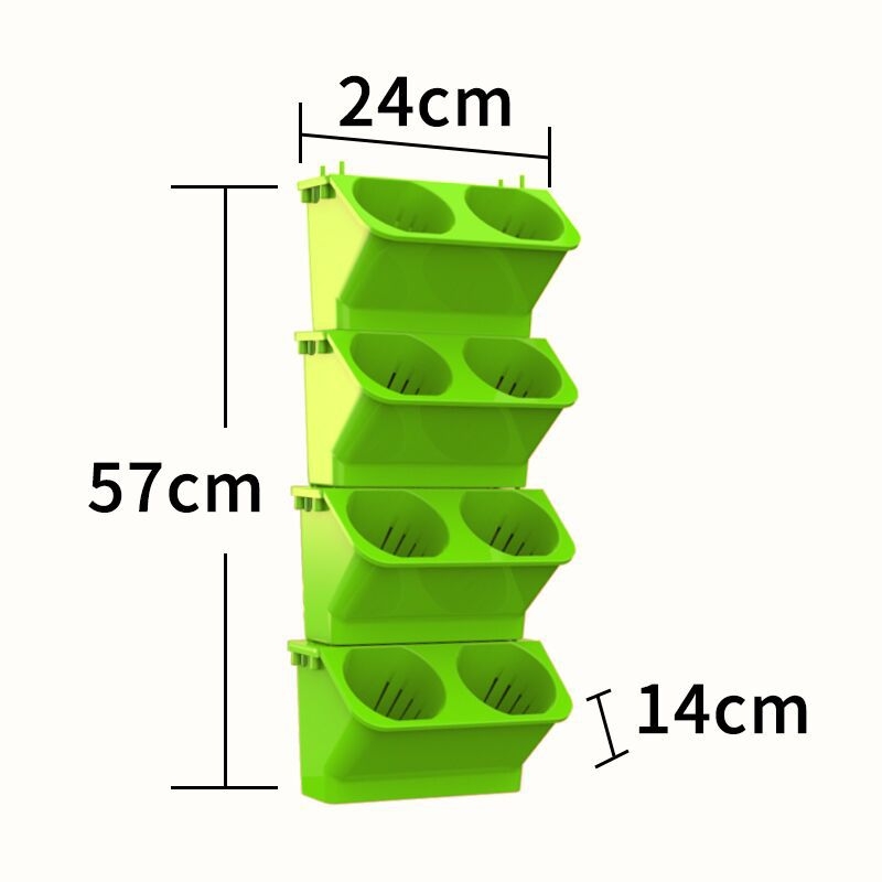 Set de 4 ghivece de perete din rășină, auto-udare, verdeață verticală, diametru bazei 78 mm