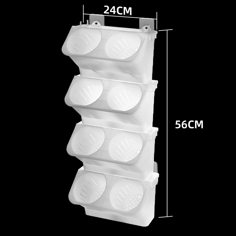 Set de 4 ghivece de perete din rășină, auto-udare, verdeață verticală, diametru bazei 78 mm
