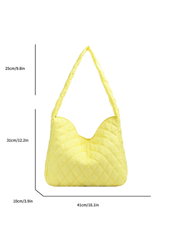 Найлонова дамска Tote торба, бродерия с ромбов мотив, голям обем, ципово затваряне, стил за бизнес пътуване.