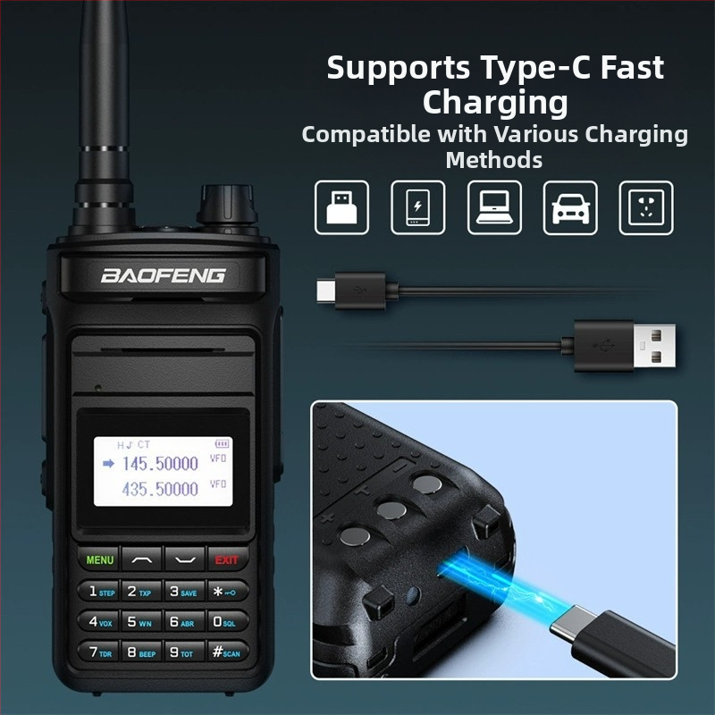 Baofeng P15UV ръчна радиостанция за морски условия, водоустойчива, 8000mAh батерия, дисплей, обхват 1,5–3 км